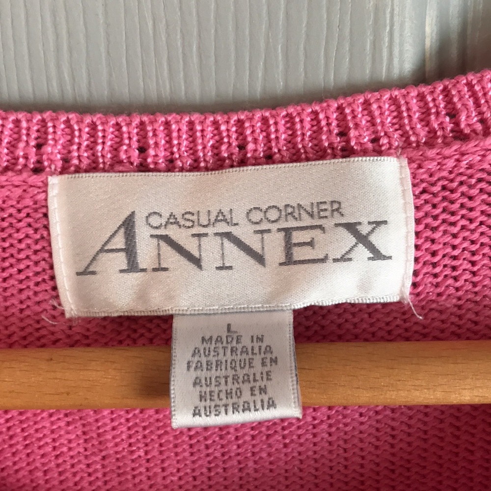 Casual Corner Annex Women's L Pink Rayon Cotton Knit Short Sleeve Sweater Top - Picture 3 of 6